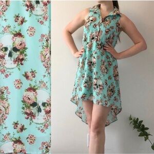 Enough About Me skull print dress pastel goth blue emo punk muerte rock tattoo